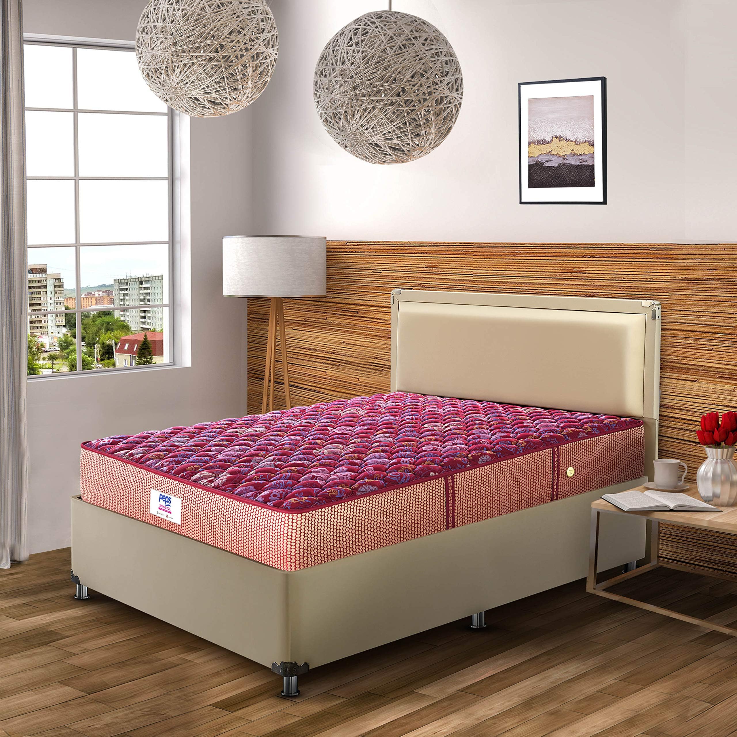 Springkoil Cozy 6 Inch Orthopedic Bonnell Spring Mattress | Medium Firm Back Support Bed | Single Size (72X36 Inch) | Maroon | 7 Year Warranty