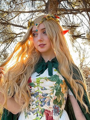 Miniatura 9 de MOSTORY Handmade Woodland Elf Headpiece - Butterfly Fairy Crown Elven Flower Circlet Woodland Wreath Cosplay Accessory for Women Girls Princess