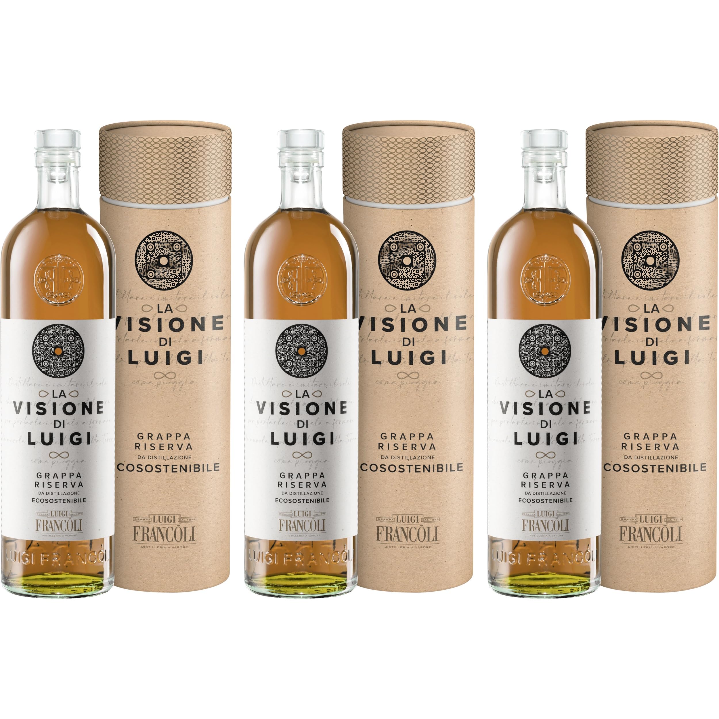Luigi Francoli La Visione di Luigi Ris Tube Grappa Italien inkl. FeinWert E-Book (3 x 0.7 l)
