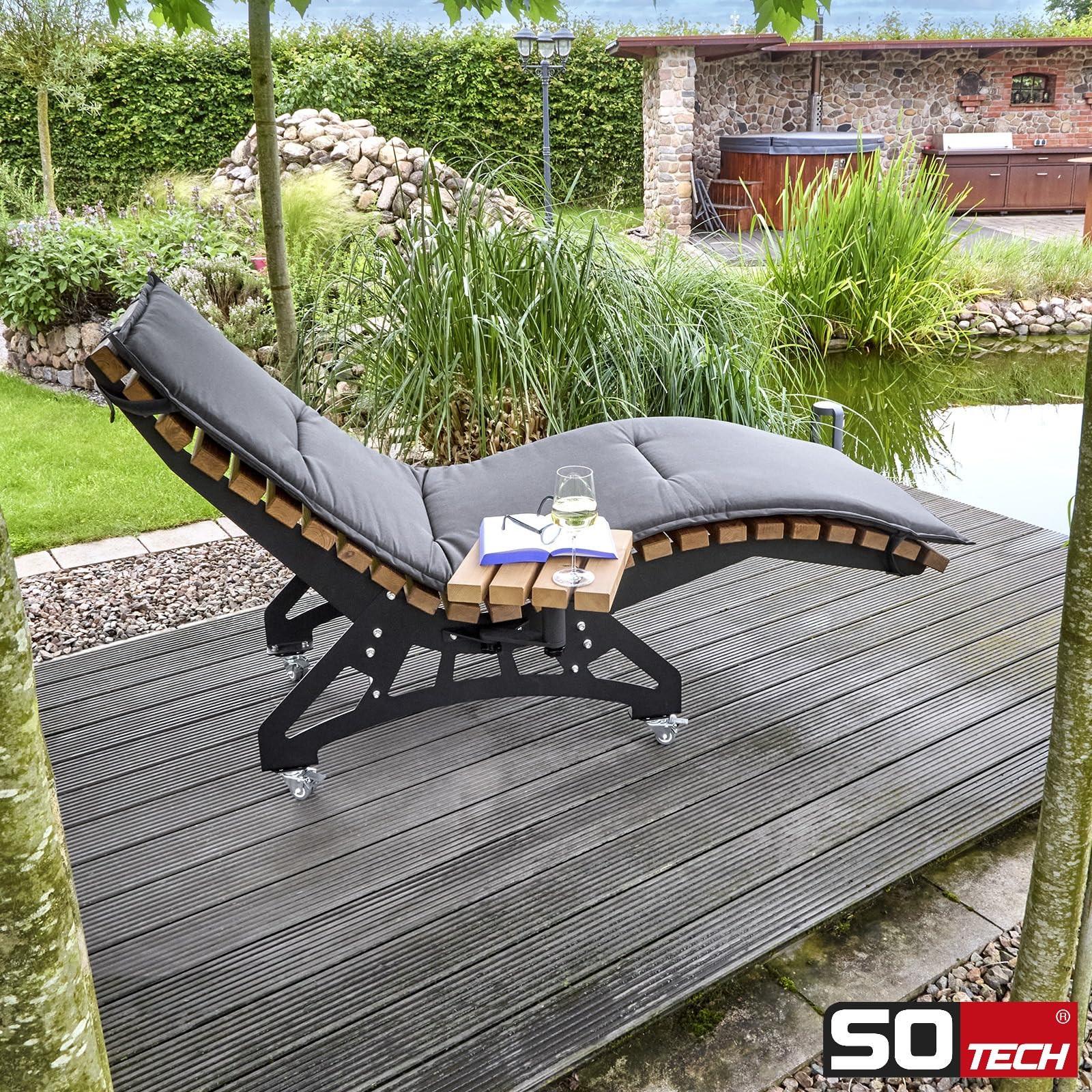 SOTECH Rollenset für Gartenliege Lounger verzinkter Stahl schwarz gepulvert