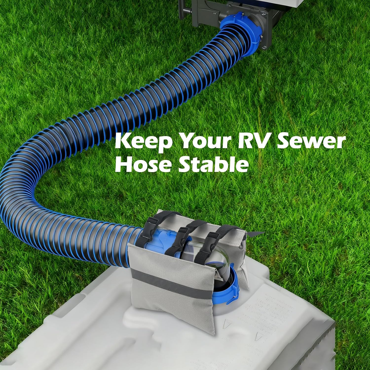Rv Sewer Weight Bag, Hose Weight Bags for Rv Sewer Hose, Leak-Prevention Drain Hose Stabilizer with Durable Oxford Fabric & Reflective Strip, Compatible with Most Rv Sewer Systems 2 Pack