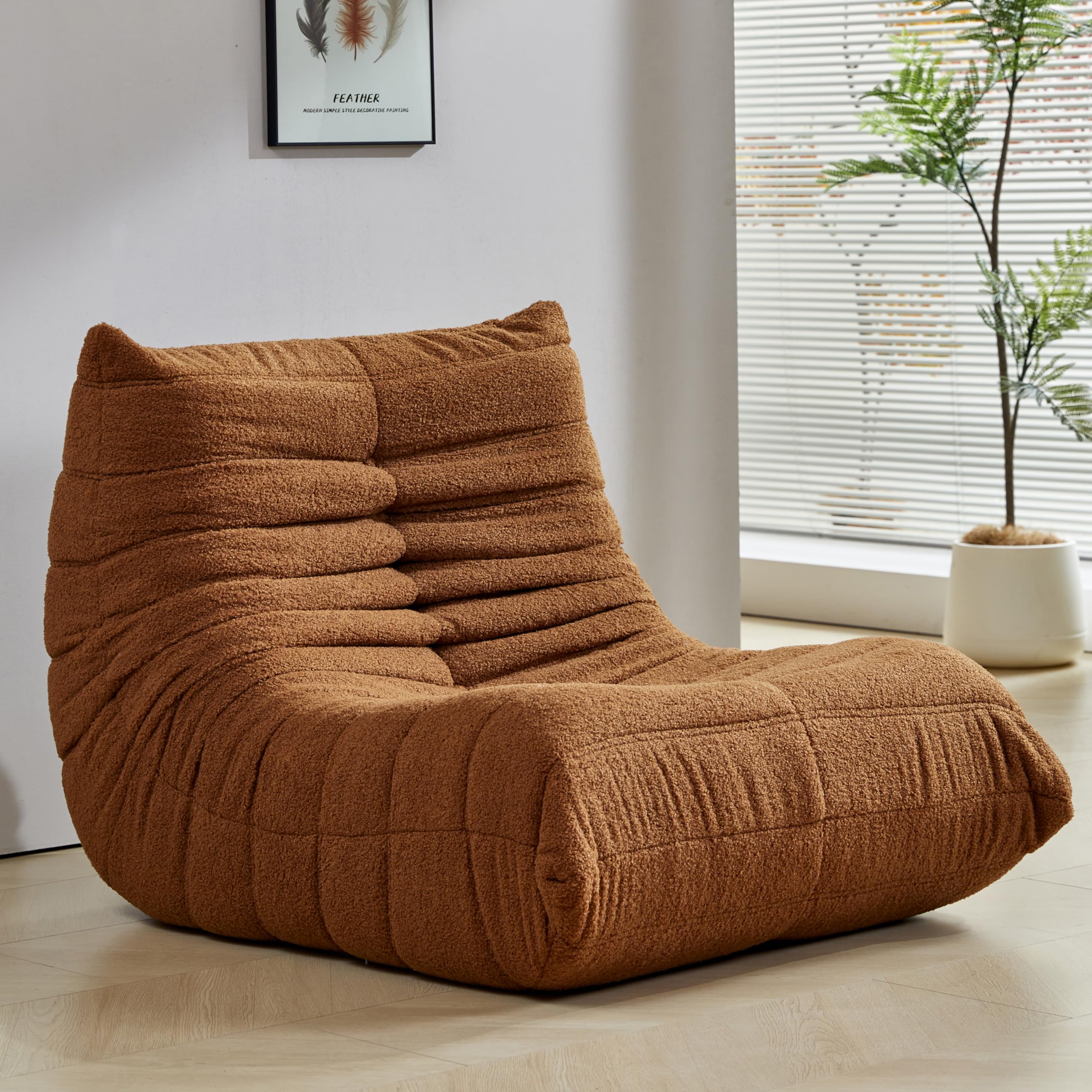 Bean Bag Chair, Fireside Chair Bean Bag Sofa Large Bean Bag Chair for Adults, Bean Bag Chairs for Teens with High Density Comfortable Foam, Memory Foam Bean Bag for Living Room, Bedroom (Orange)
