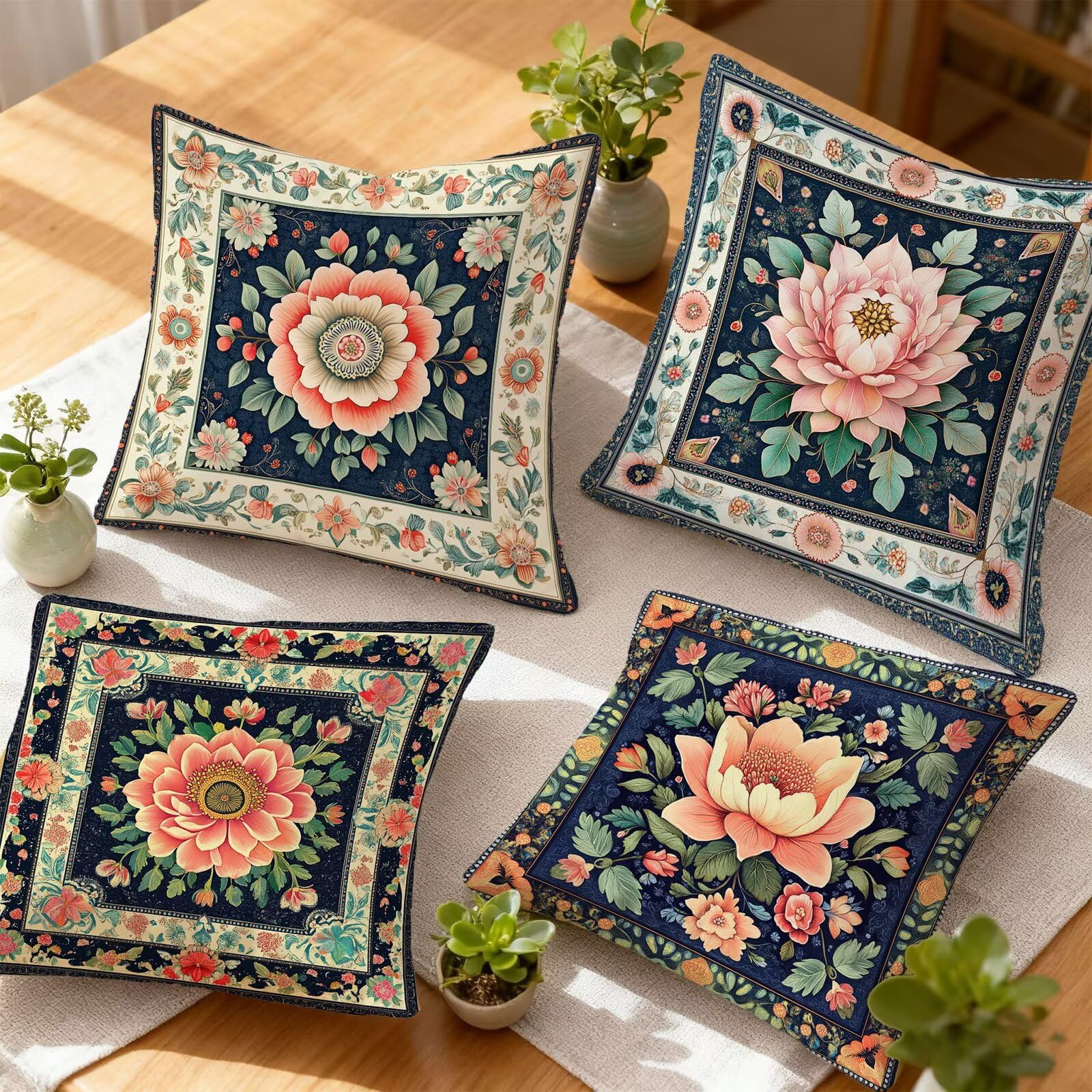 Rosa Funda Cojin 60x60 Bohemia Funda Almohada 60x60 Cojines Sofa Súper Suave Fundas Cojines Decorativos Fundas Almohadas 4 Piezas Almohada Cervicales y Cuello, para Hogar Cama Salon Decoracion E - 645
