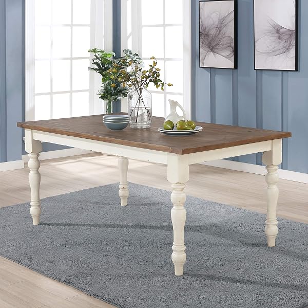 Distressed Oak and Antique White Table