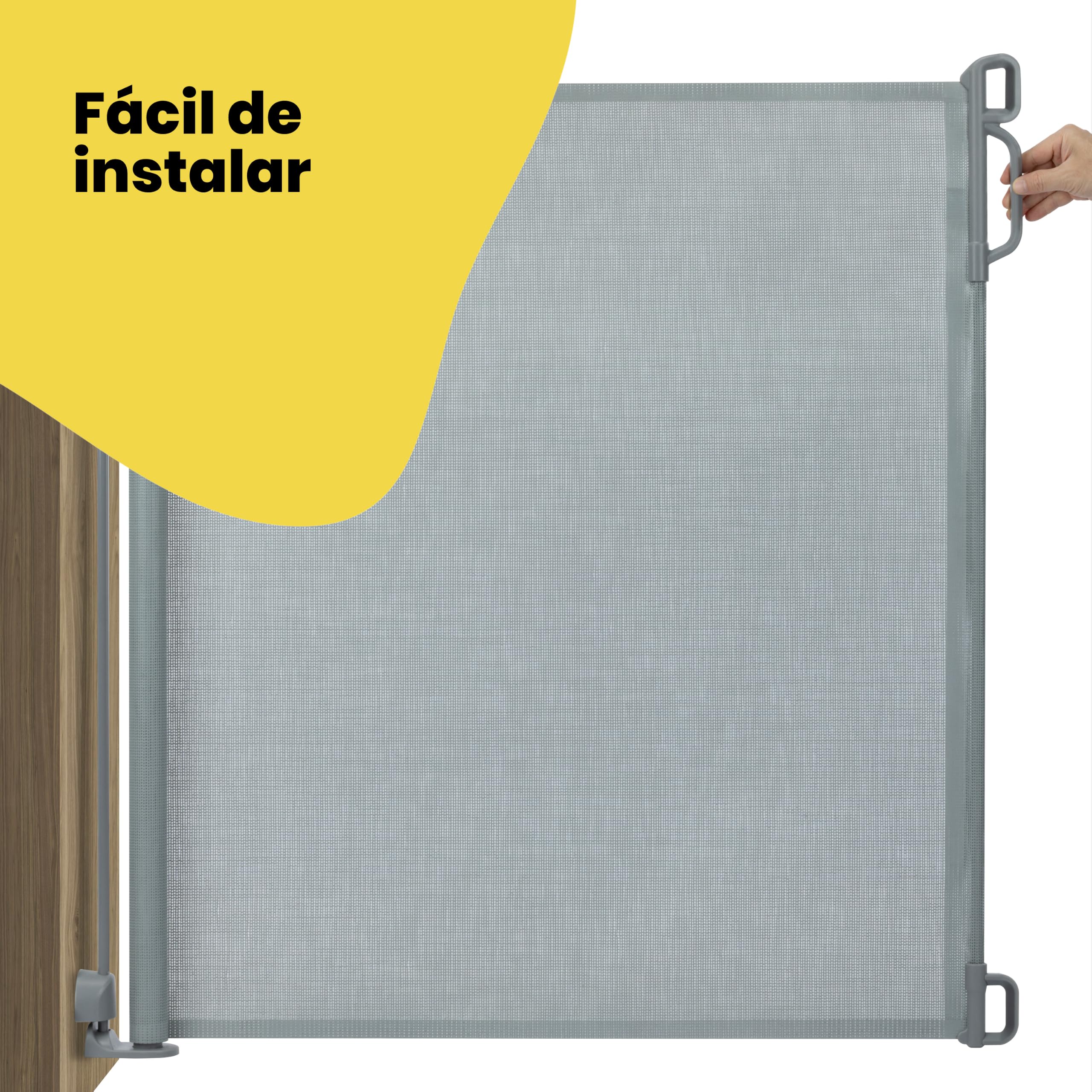 Safety 1st barrera retractil, puerta seguridad bebe 140 cm, Light Grey