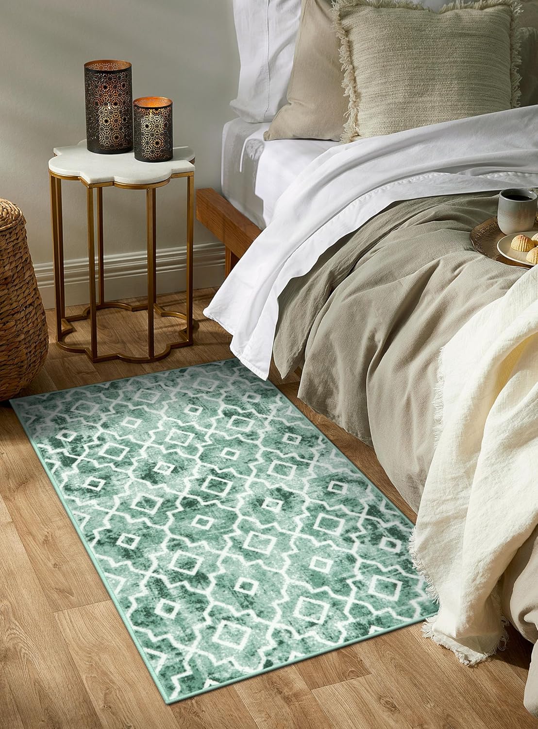 Moynesa Boho Moroccan Area Rug, 2x3 Modern Washable Rug for