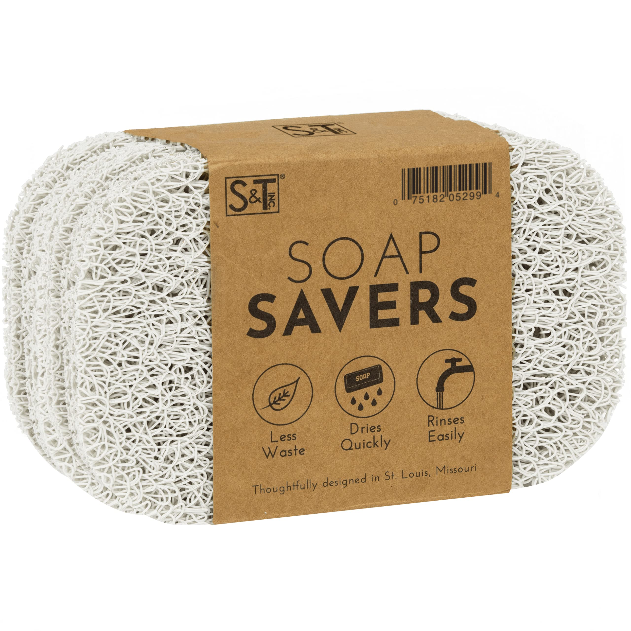 S&T INC. 529901 BPA-Free Soap Savers for Kitchen and Bathroom, White, 2.9 Inch x 4.4 Inch, 6 Pack