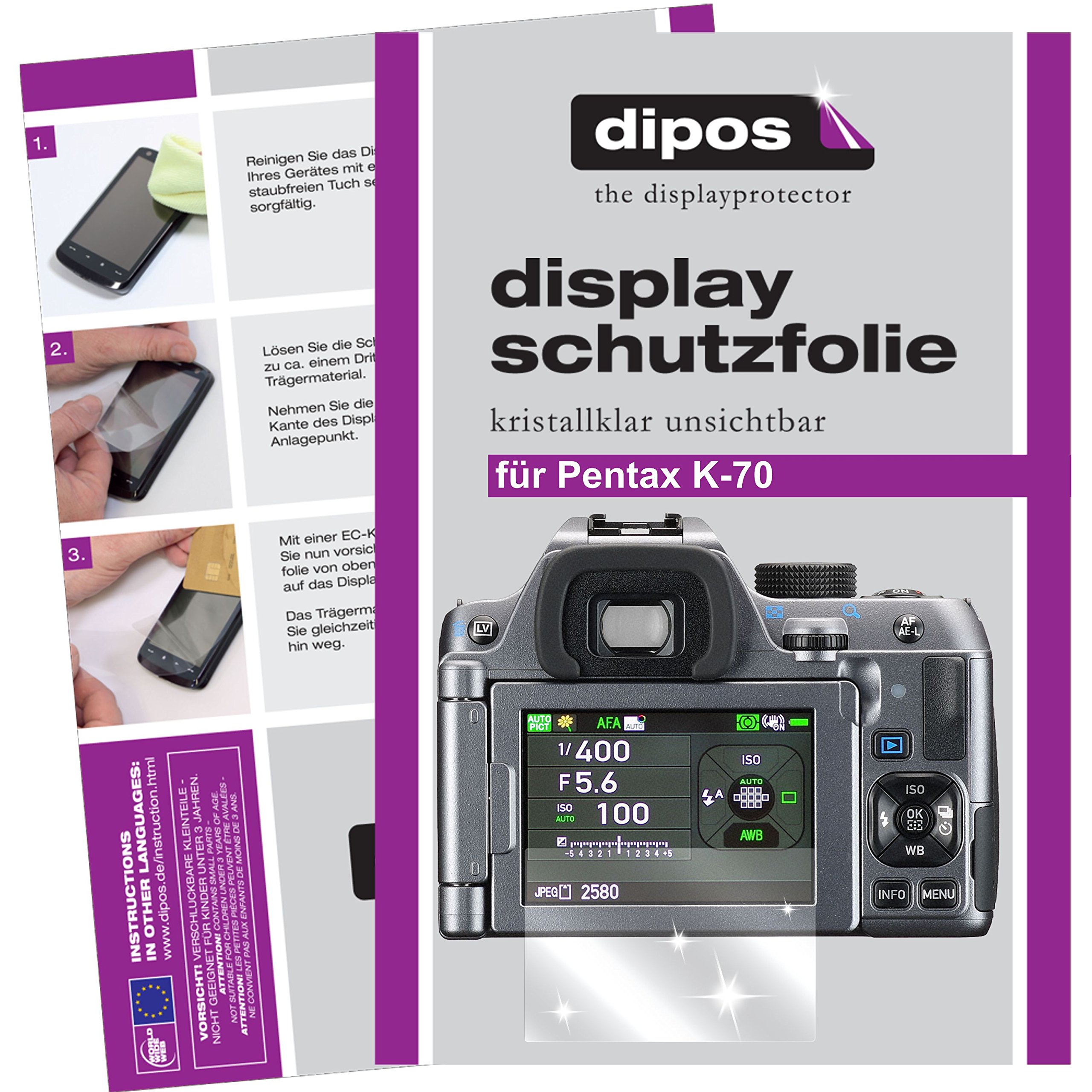 Dipos Displayschutzfolie Für Pentax K70 – 6x Kratzfeste Crystalclear Folien, Blasenfrei
