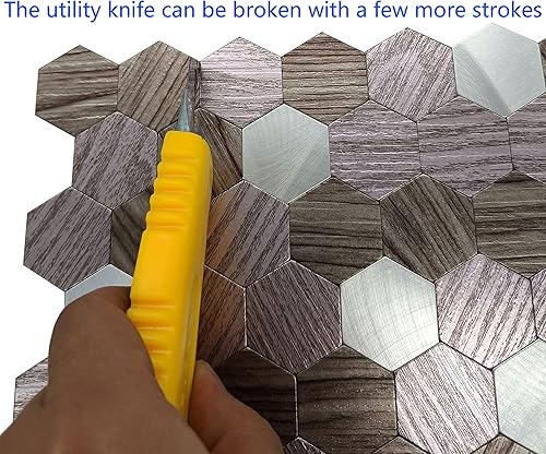 Miniatura 4 de YMMXGE Azulejo hexagonal 3D para despegar y pegar en muro para cocina, baño, sala de estar, adhesivo de mosaico de metal de aluminio autoadhesivo de