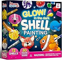 KleverKits Glow in the Dark Seashell Painting Kit for Kids 6-12 - 12 Shells, Non-Toxic Paints, Crafts & Art Supplies Birthday Gift