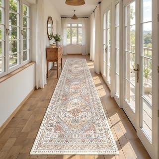 Hallway Runner Rug 2x12 Extra Long Washable Runner, Orange