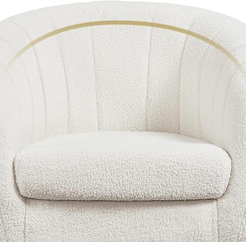 Miniatura 45 de Topeakmart Silla decorativa de terciopelo, silla de barril con patas de metal dorado, silla de ocio moderna para sala de estar, dormitorio, oficina,