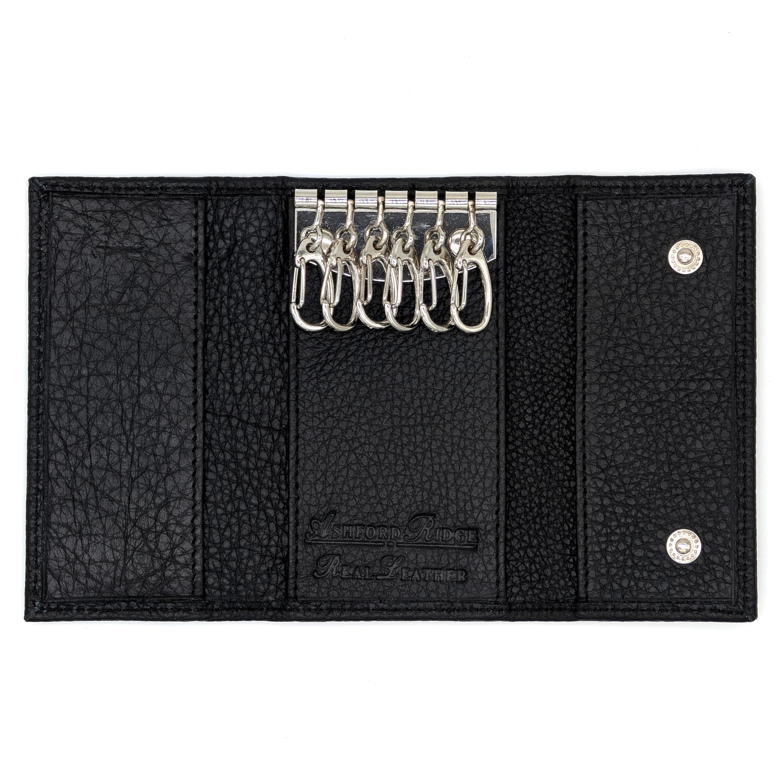 Real Leather Key Case Holder Card Wallet in 6 Colours Black Red Tan and Brown