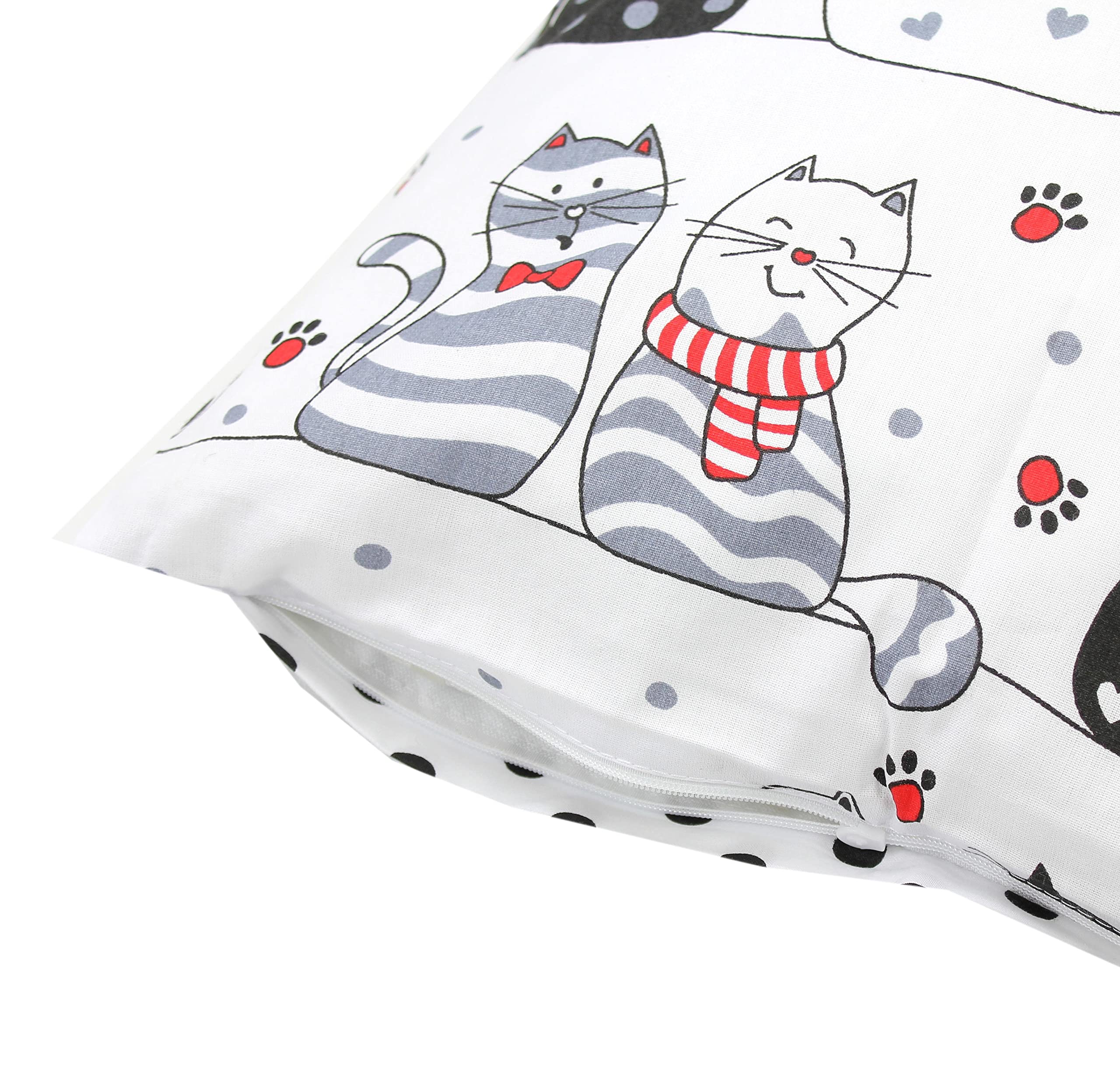 TupTam Kinder Kissenbezug Kissenhülle Dekorativ Gemustert, Farbe: Katzen Schwarz/Weiß, Größe: 40 x 40 cm - 5