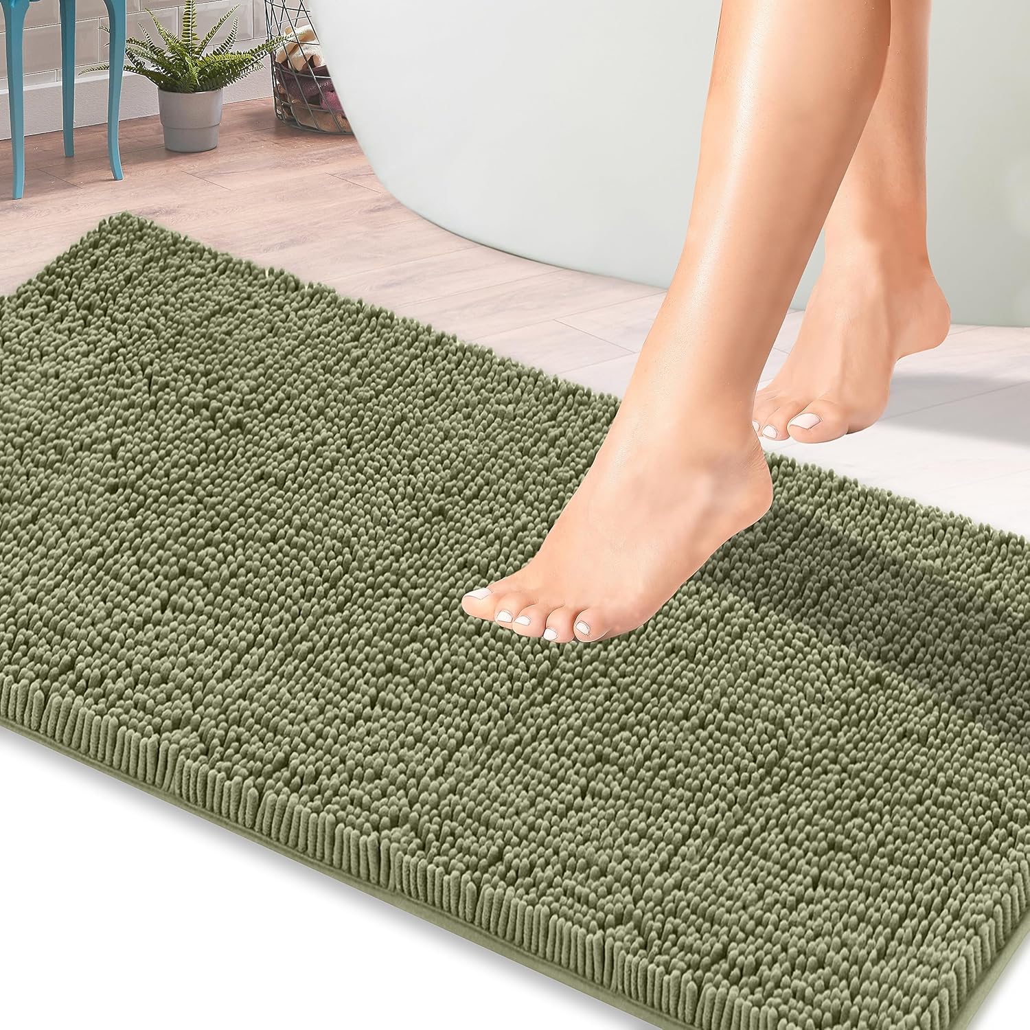 ITSOFT Chenille Bath Mat, Non Slip, Absorbent & Machine Washable Toilet ...