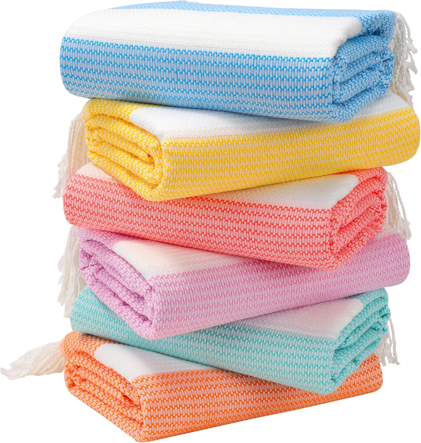 Genovega 6 Packs Oversized Turkish Beach Towel 74"x38" Thin Quick Dry Sand Free Pool Swim Towels Large XL Adult Clearance Blanket Travel Vacation Accessories Essentials Mulite Deep Blue Dot