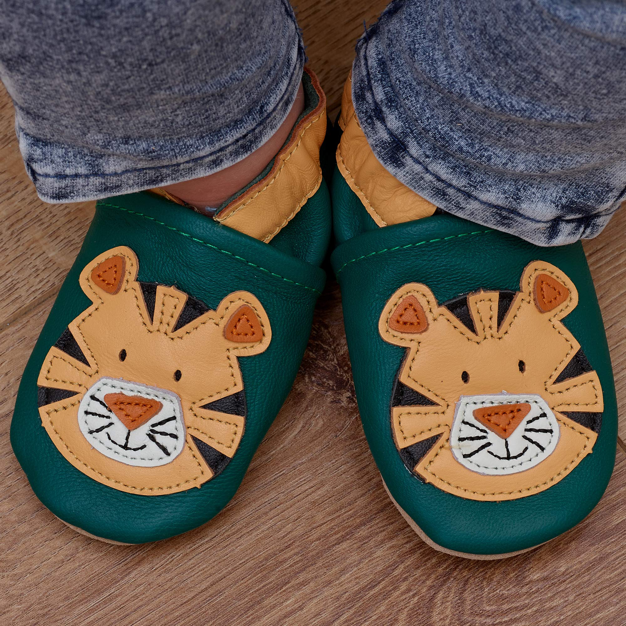 Zapatos de Bebé – Zapatillas de Cuero Niño Niña – Patucos de Piel con Elástico para Bebé - Zapatitos Primeros Pasos - Pantuflas Infantiles 0-6 Meses 6-12 Meses 12-18 Meses 18-24 Meses 2-3Años — view 3