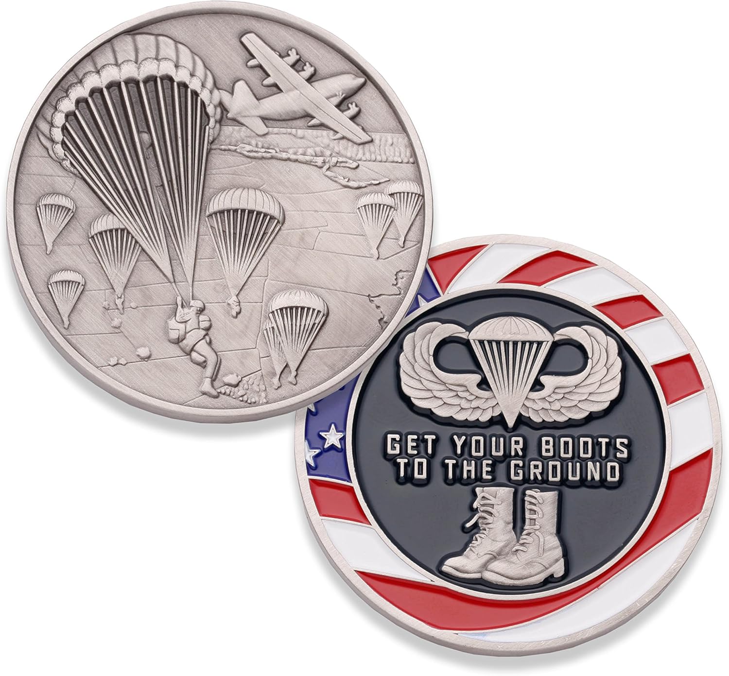 Paratrooper Challenge Coin - Amazing 3D Detail - Military Challenge Coin - Boots On The Ground - Designed by US Military Veterans