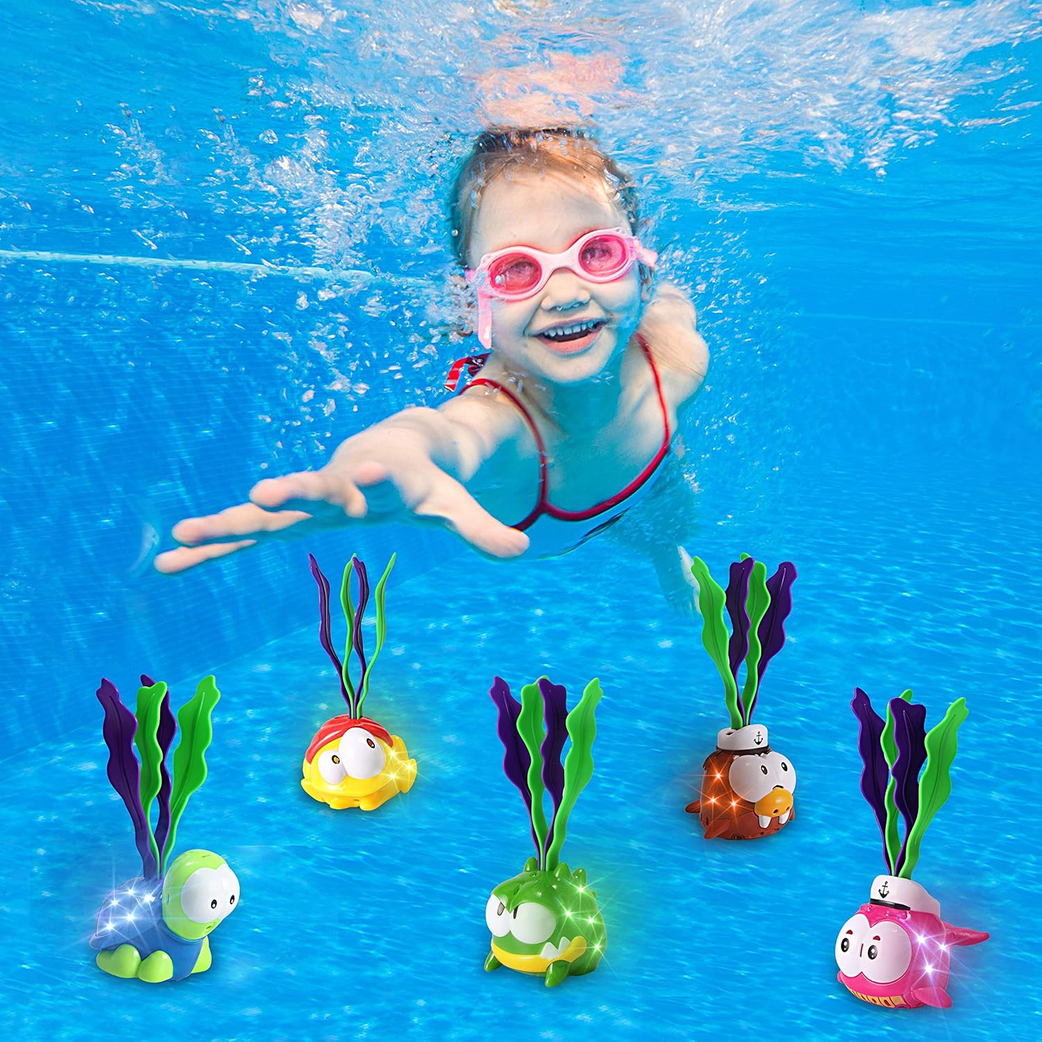 JOYIN Light-up Diving Pool Toys Set, 6 Packs of Diving Toy Animals, Pool Party Games, Underwater Sinking Swimming Pool Toy for Kids : Toys & Games