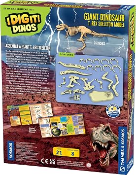 Thames & Kosmos Giant Dinosaur: T. Rex Skeleton Model | STEM Activity | Build a 26-in Long T. Rex Skeleton | Explore Paleontology & Learn Fun Dino Facts | Includes Manual with Step-by-Step Assembly