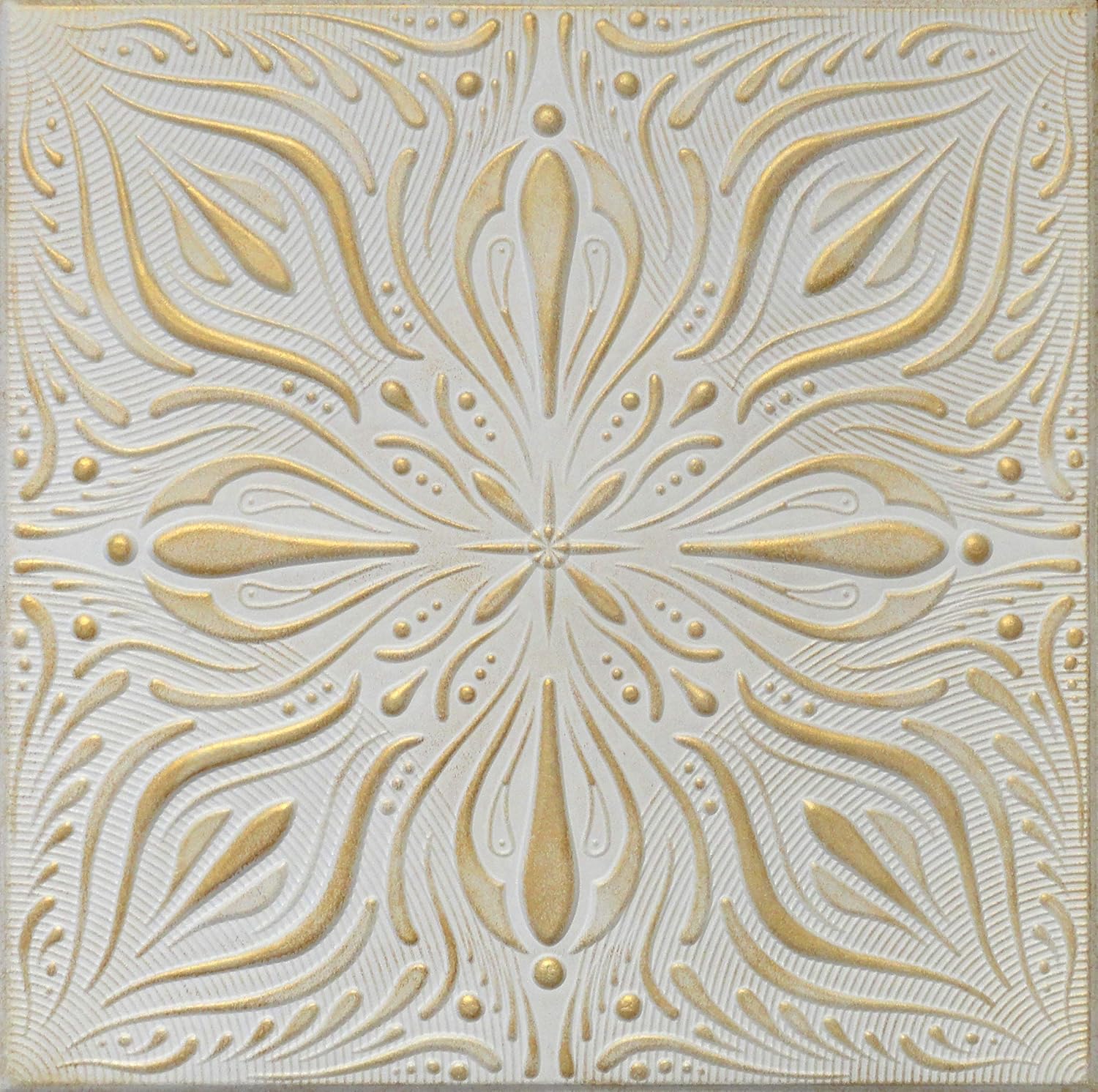 R9 White Satin Washed Gold 20x20 Amazing Styrofoam Tin Look