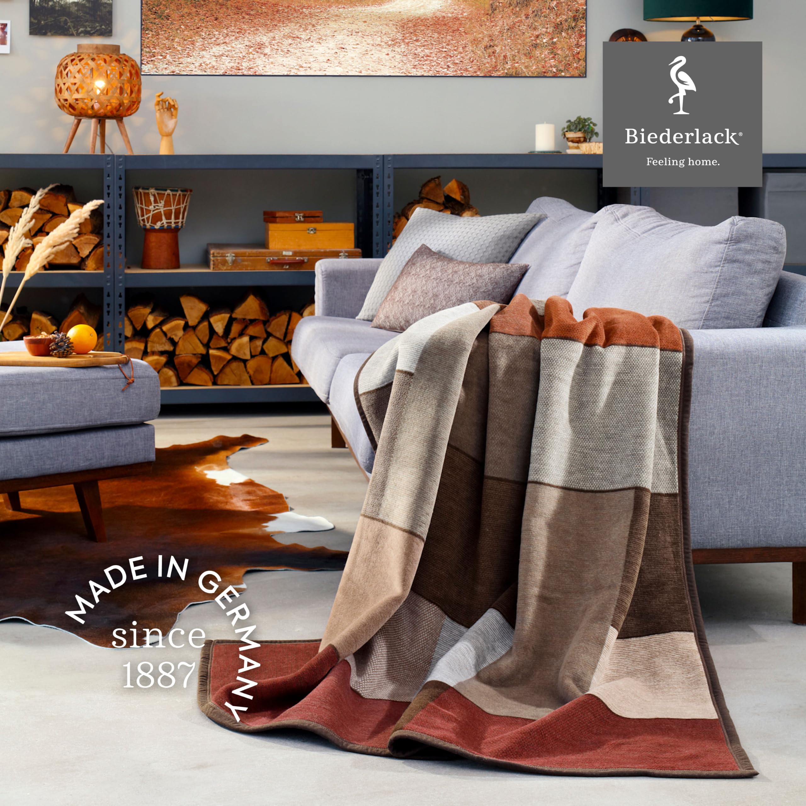 biederlack® weiche Kuscheldecke Brown Squares, Wohndecke in 150x200 cm
