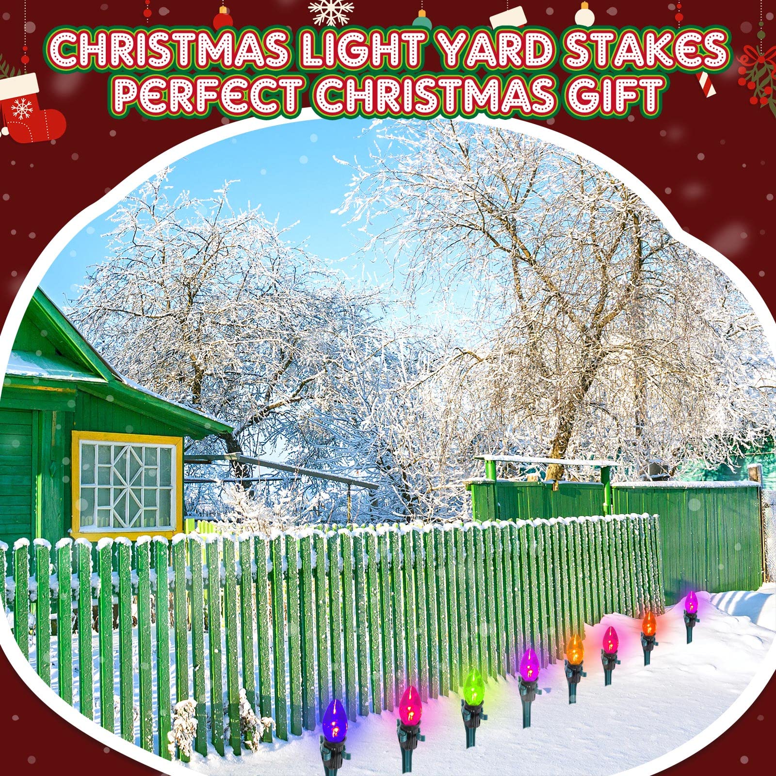 Estacas de luz de Navidad universales para patio, césped, estacas de luz para luces C7 C9, caminos (marrón, 400 piezas)