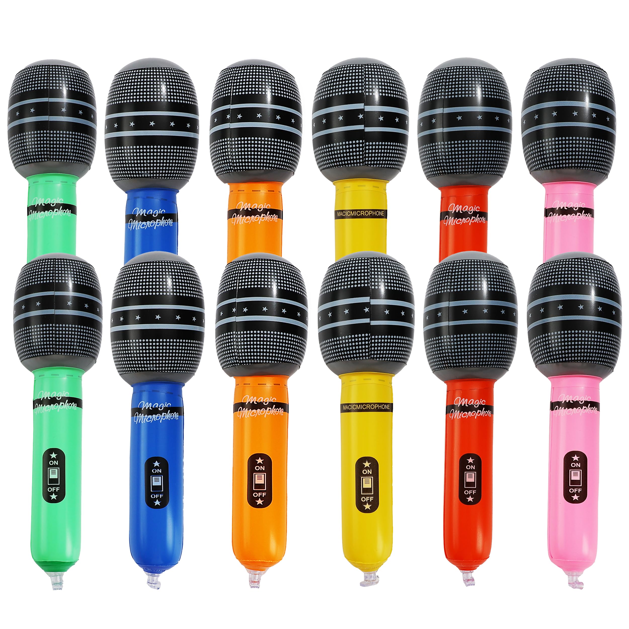 View 1 of 12 Pack Inflatable Microphone Party Favors, 9.8" Photo Booth Props