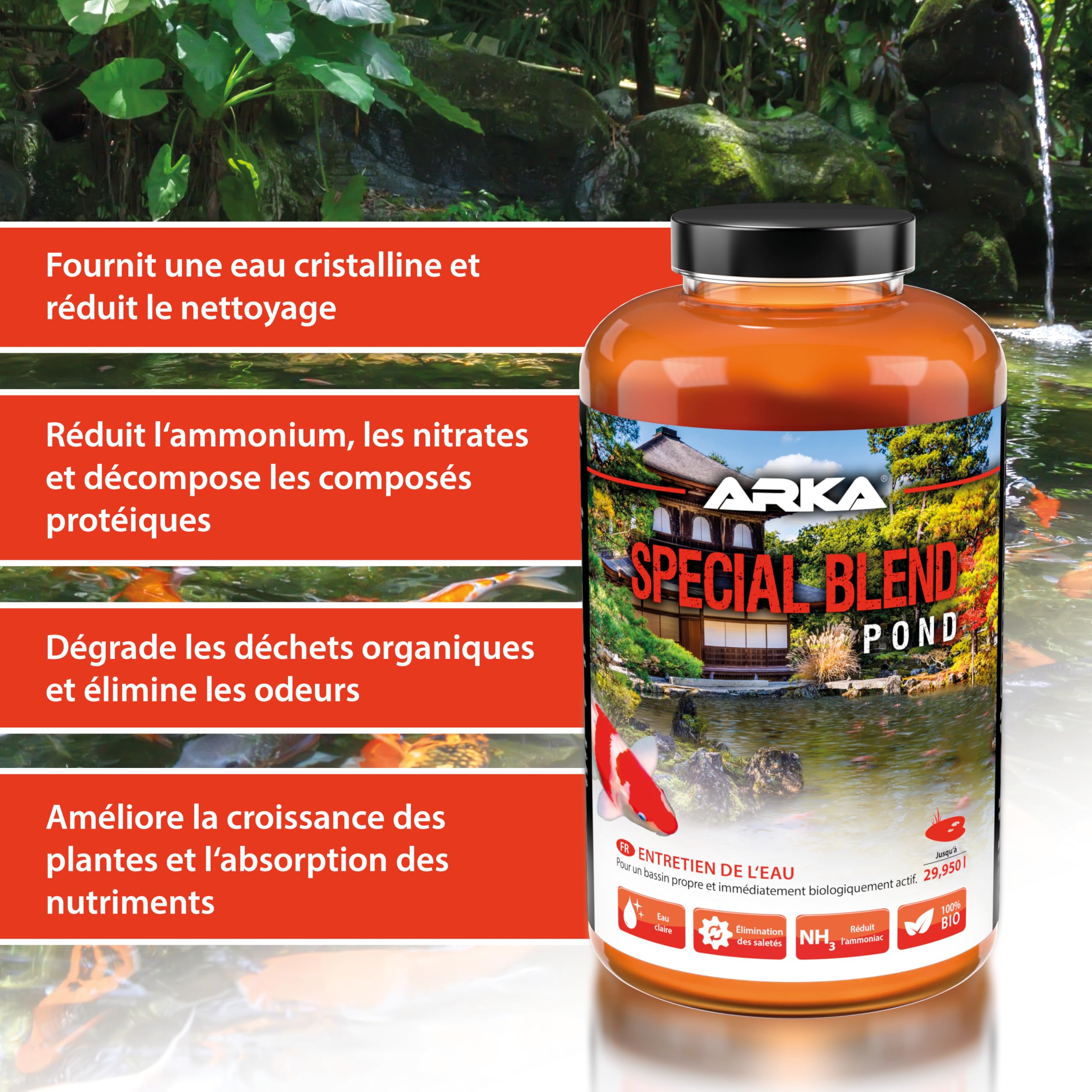 ARKA Pond Special Blend - Mélange bactérien hautement Actif pour Une Eau de Bassin Propre, décompose Les impuretés et est immédiatement biologiquement Actif