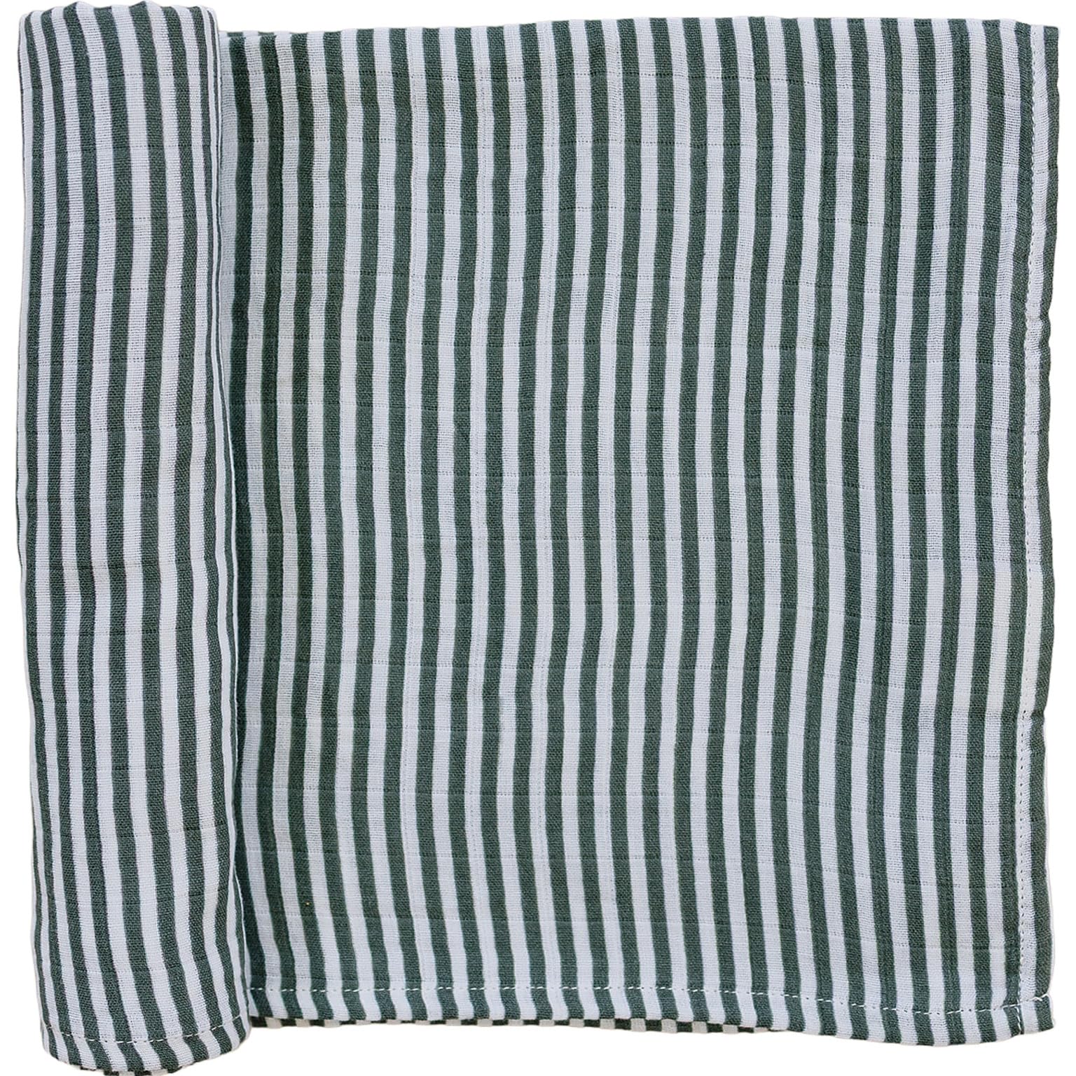 Mebie Baby Vintage Green Stripes Muslin Swaddle, Modern and Neutral Blanket for Baby Girl or Boy, 0-3 Month, Comfy Wrap