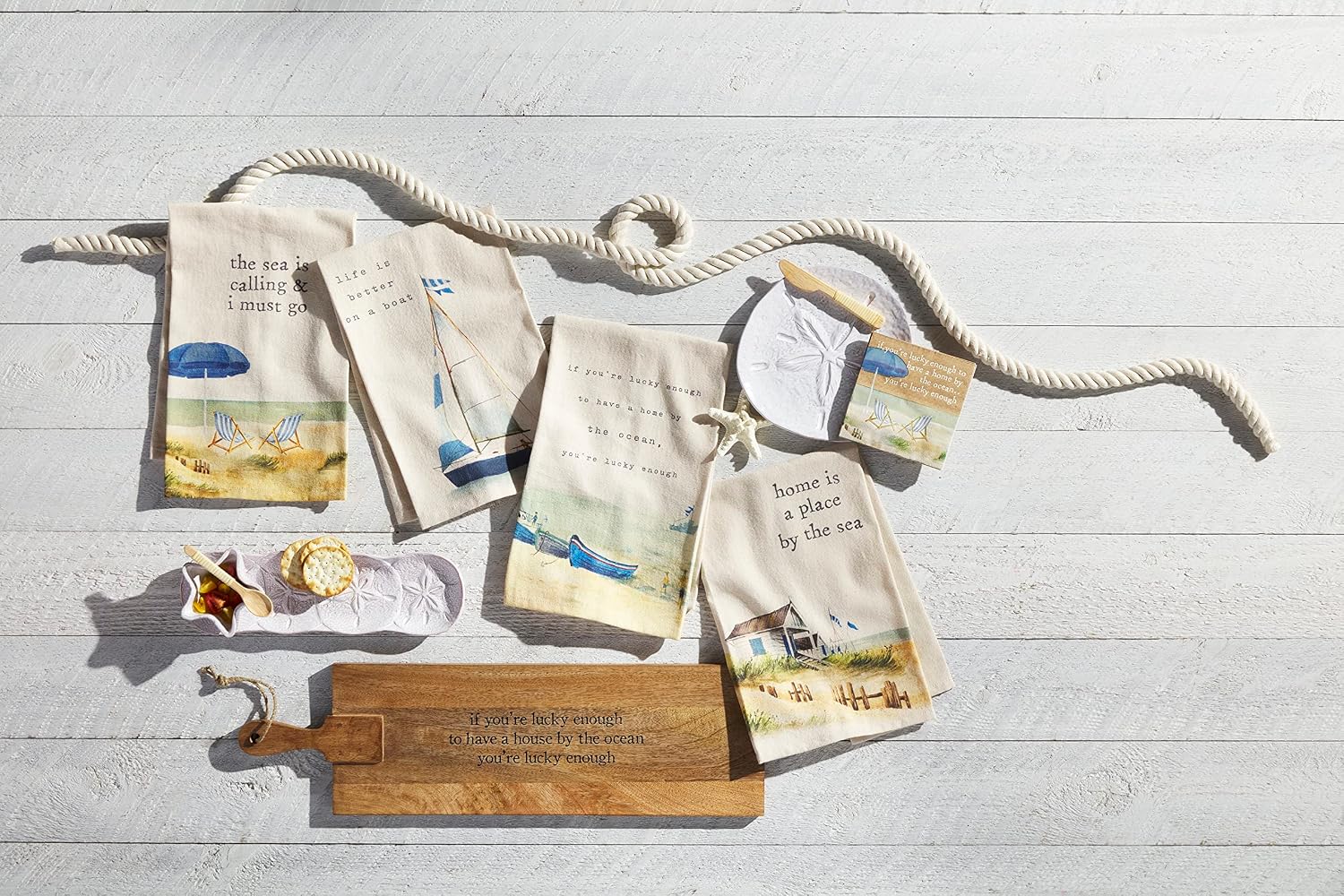 Mud Pie Sand Dollar Cheese Set;Plate 7 3/4" X 8" Dia | Napkins 5" X 5" | Spreader 5 1/2", White