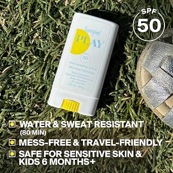 Supergoop! PLAY Mineral Stick SPF 50 - On-the-Go Broad Spectrum Face Sunscreen - Water Resistant - Vegan