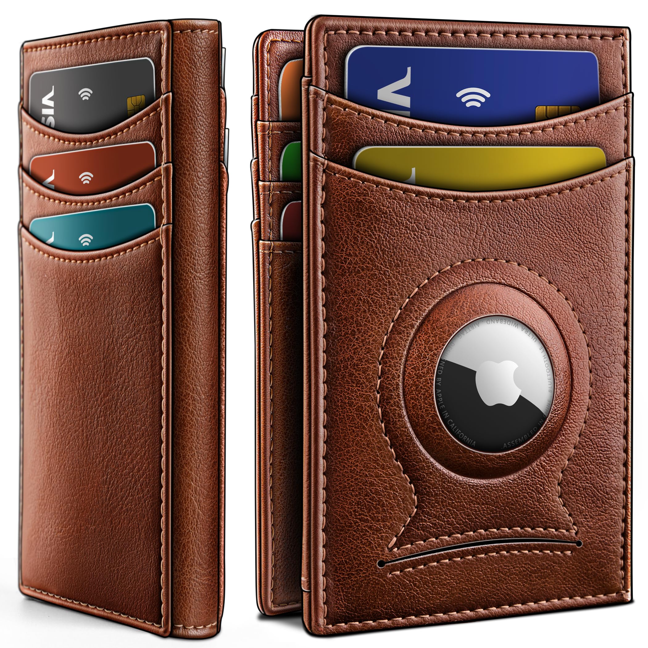 BULLIANT Magnetic Slim Leather Airtag Wallet Money Clip For Men 12Cards