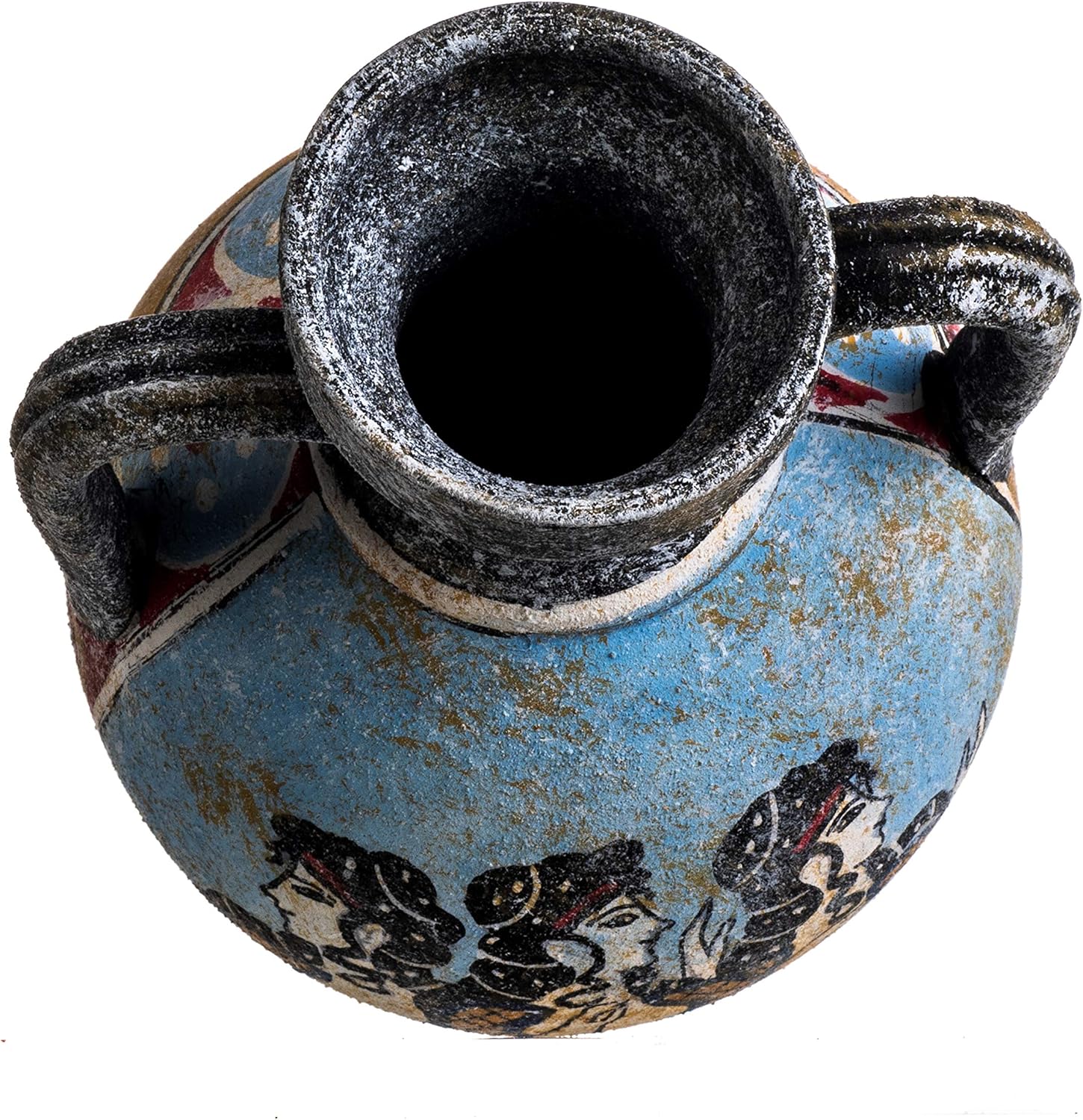 Ancient Greek Minoan Amphora Fresco Mural Ladies in Blue Handmade Ceramic Pottery Vase Small