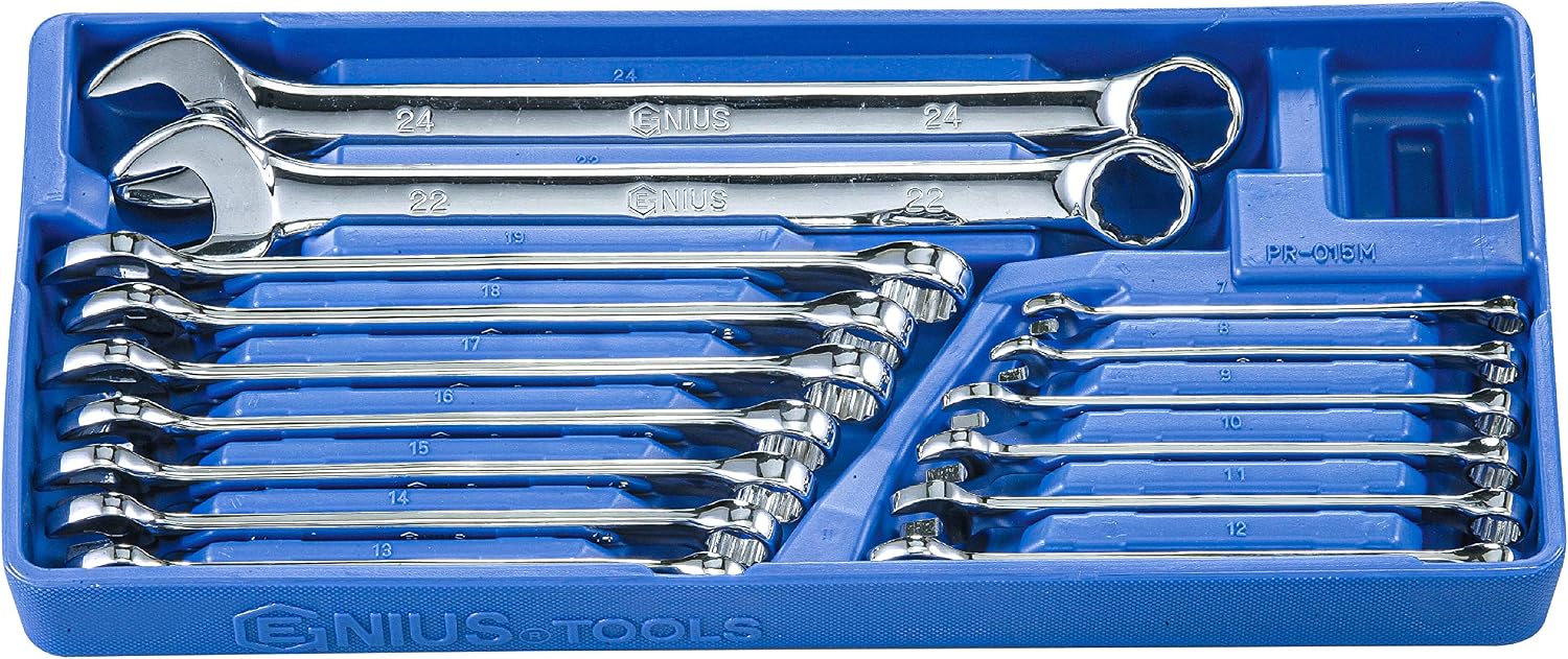 Genius Tools 15 Piece Metric Combination Wrench Set (Mirror Finish) PR-015M