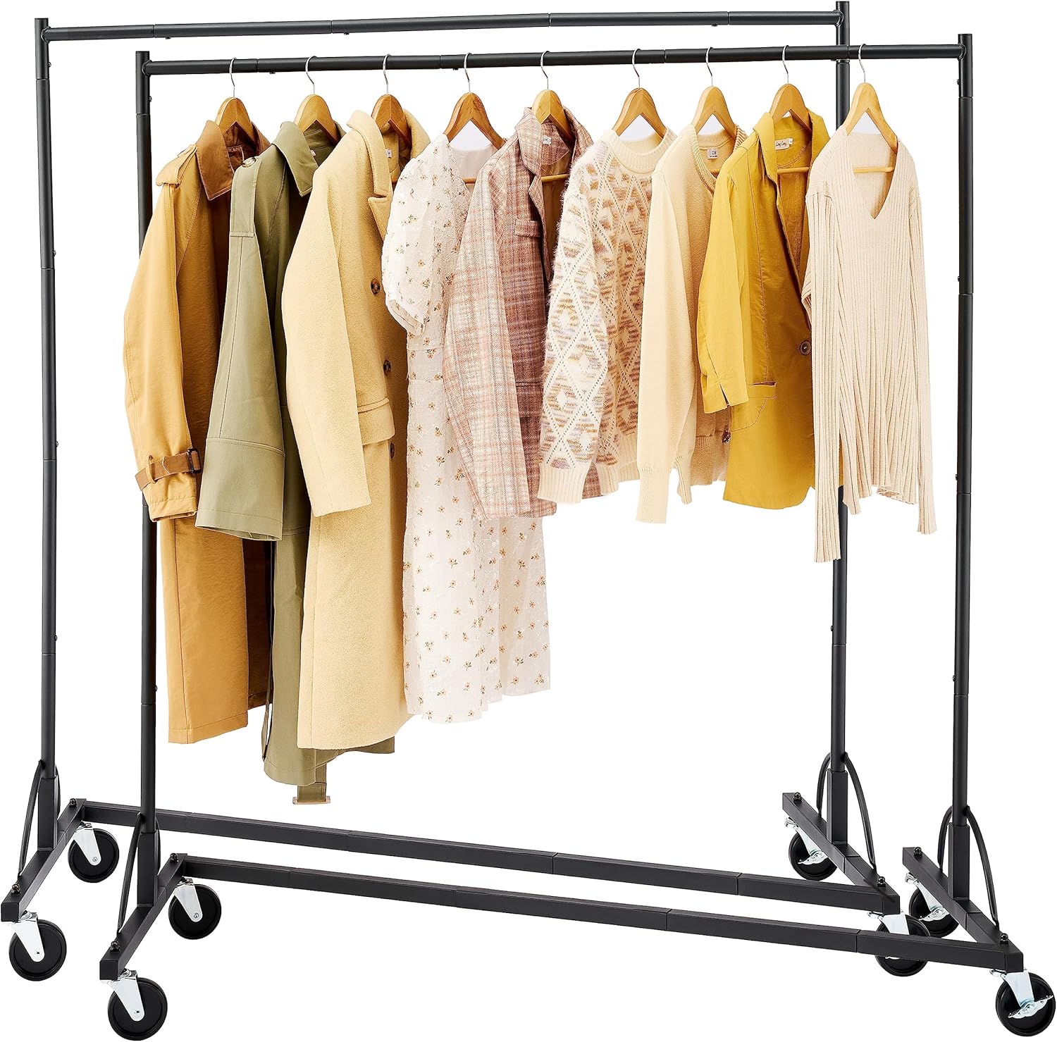 Amazon.com: Hoctieon 2-Set Z Rack Set of 2, Rolling Clothing Racks with ...