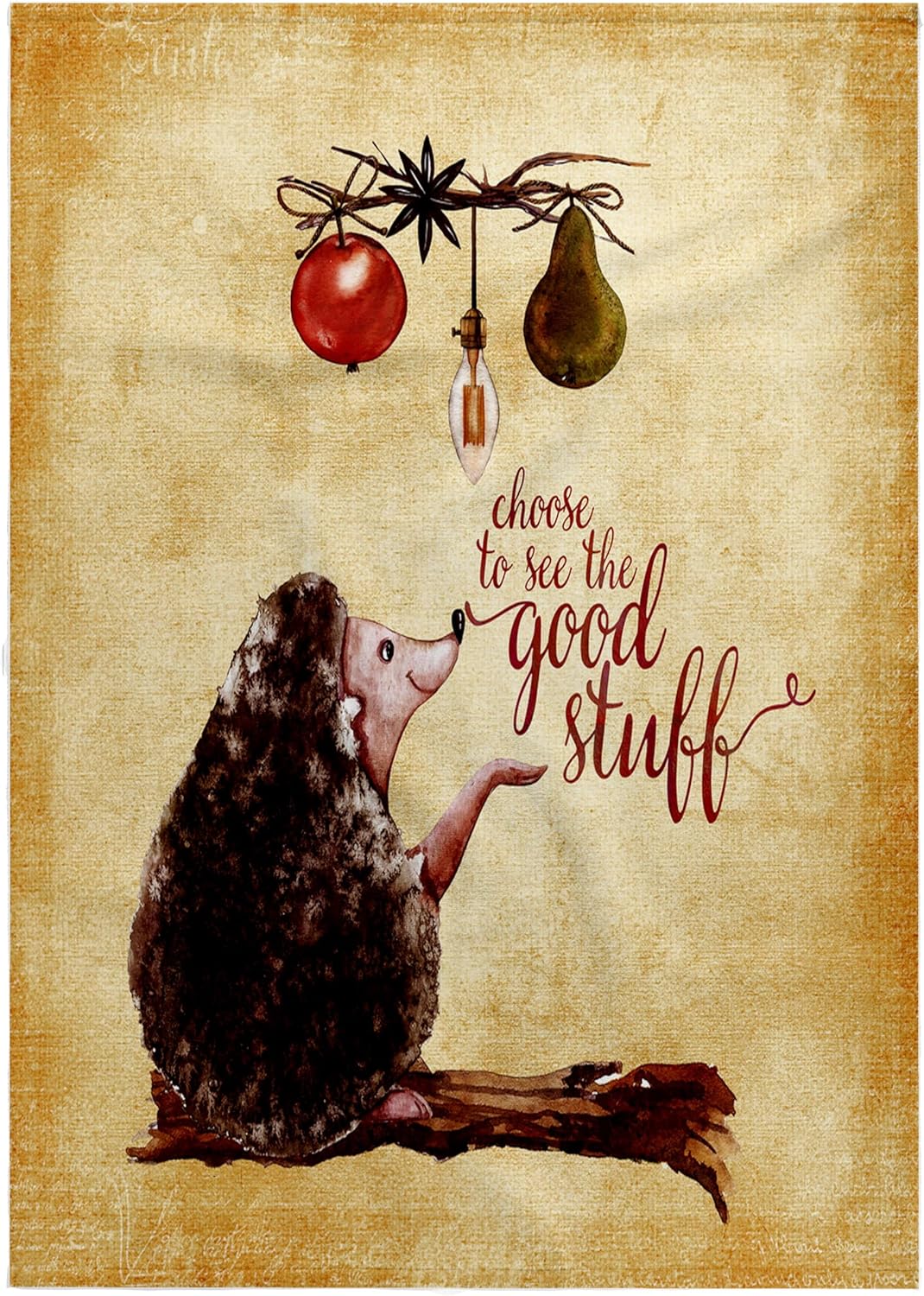 3dRose Autumnal Good Stuff Quote and Fruits Animal Illustration-Hedgehog 22x30 Bath Hand Pool Towel