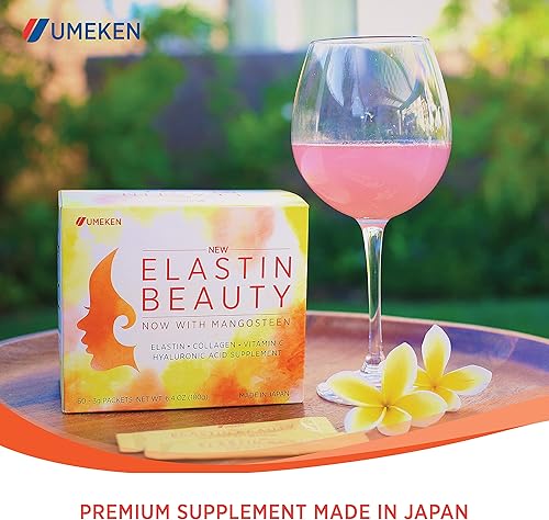 Miniatura 7 de Umeken Elastin Beauty - Suplemento en polvo con péptidos de colágeno, ácido hialurónico, vitamina C y fruta de mangostán, salud y bienestar de la