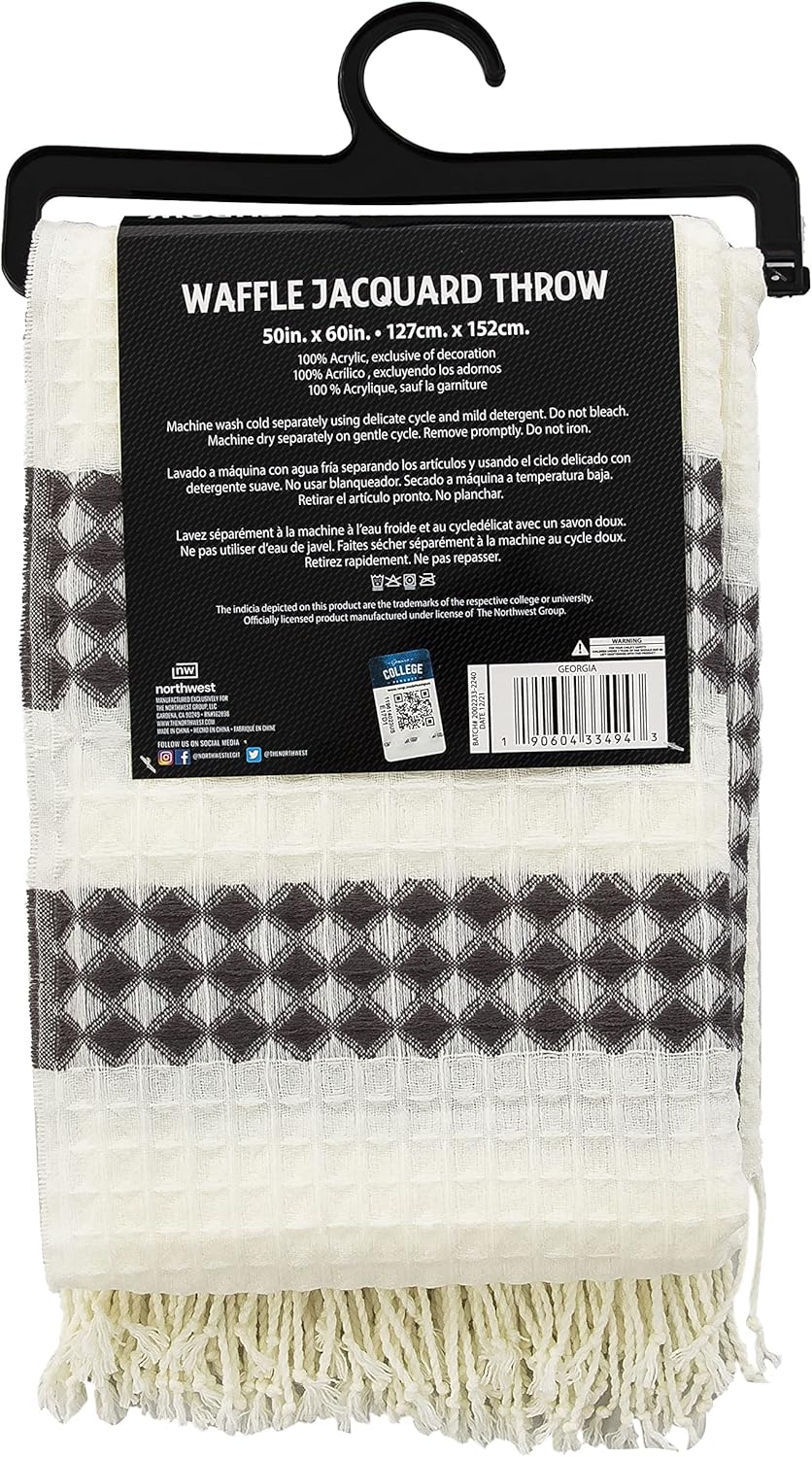 Northwest NCAA Unisex-Adult Waffle Weave Jacquard Throw Blanket