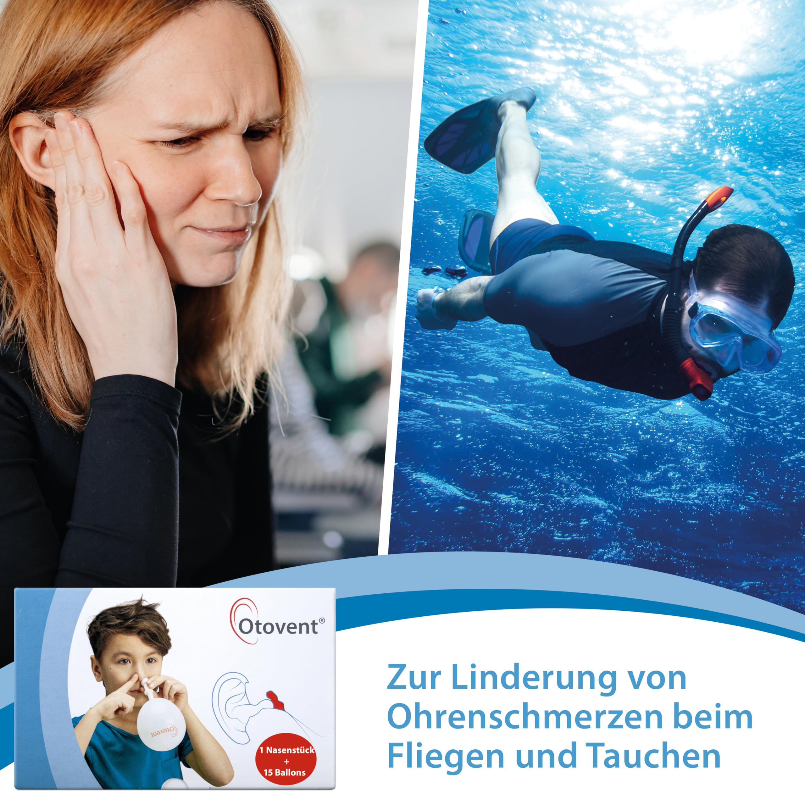 Otovent-System Kombipackung mit Nasenstück, Membranen und Einsatz, 1 pzas Paquete combinado