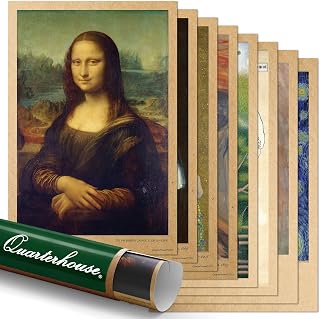 Quarterhouse 8 Poster Famous Paintings in History Set, Art Classroom Learning Materials for K-12 Students and Teachers, 12 x 18 Inches, Made in USA