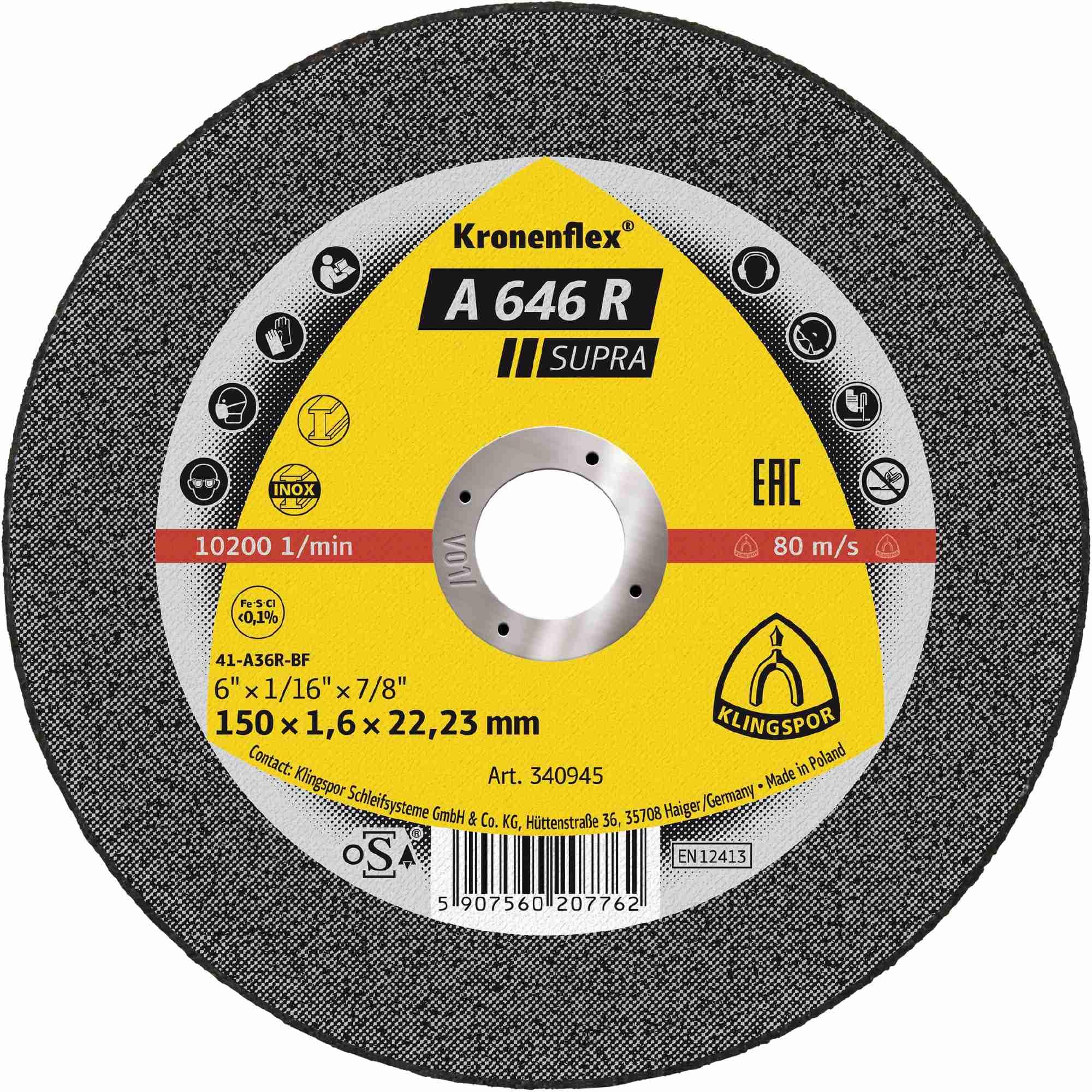 A 646 R - Disco de corte (25 unidades, 150 x 1,6 x 22,23 mm, recto)