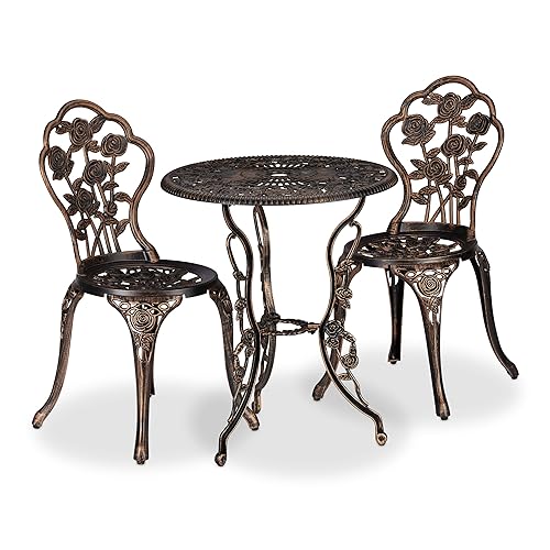 Relaxdays Garden Furniture Set, 3 Pieces, Round Table, 2 Chairs,