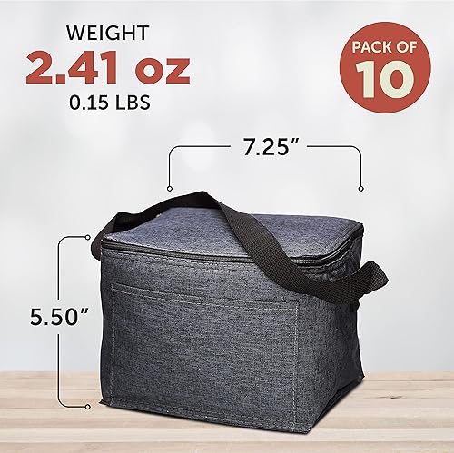 Miniatura 5 de Juego de 10 bolsas de almuerzo aisladas, paquete a granel, perfecta para el trabajo, viajes, eventos al aire libre, color negro