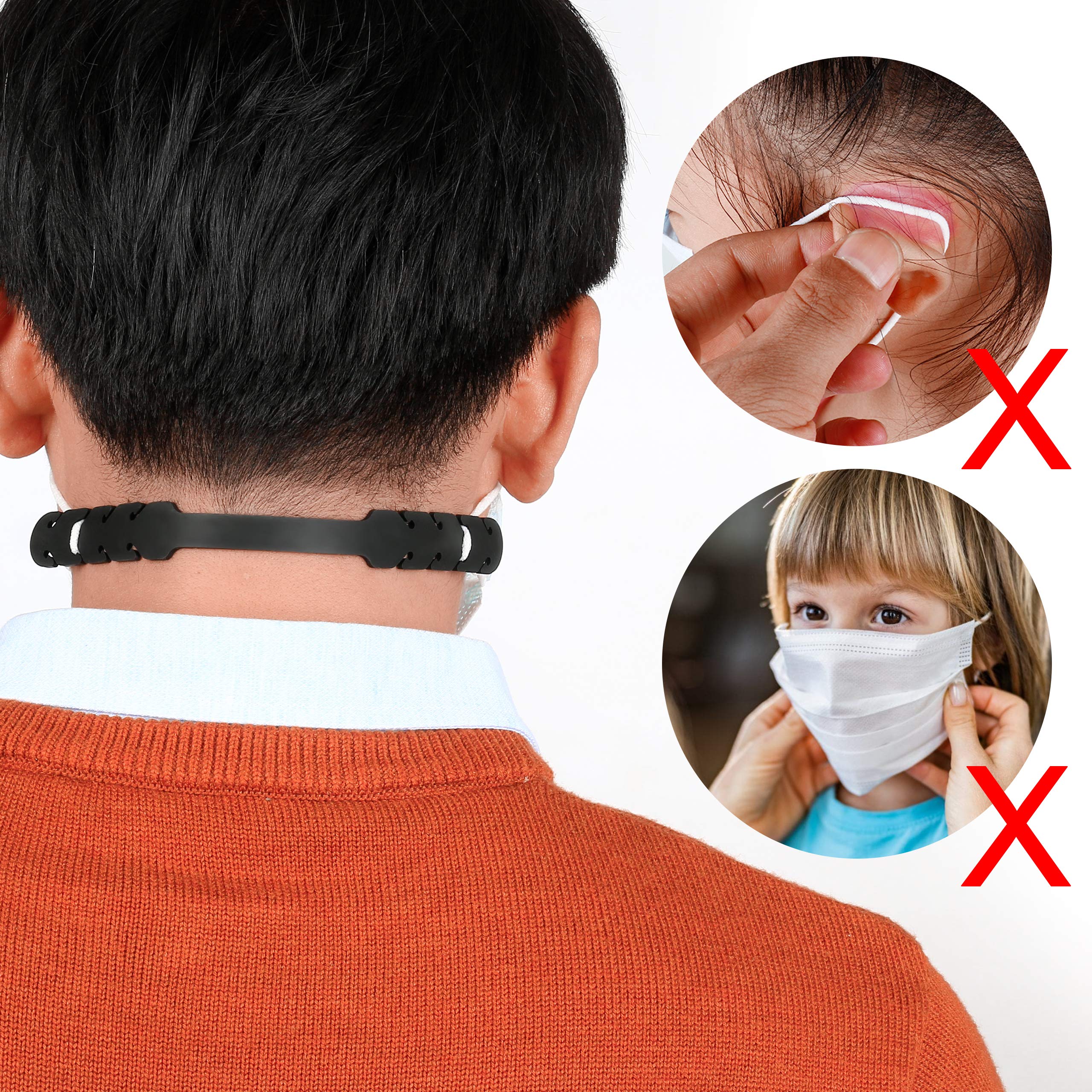 10x Maskenhaken schwarz Ohrband Silikon Verlängerungsriemen für Mundbedeckung Maskenverlängerung