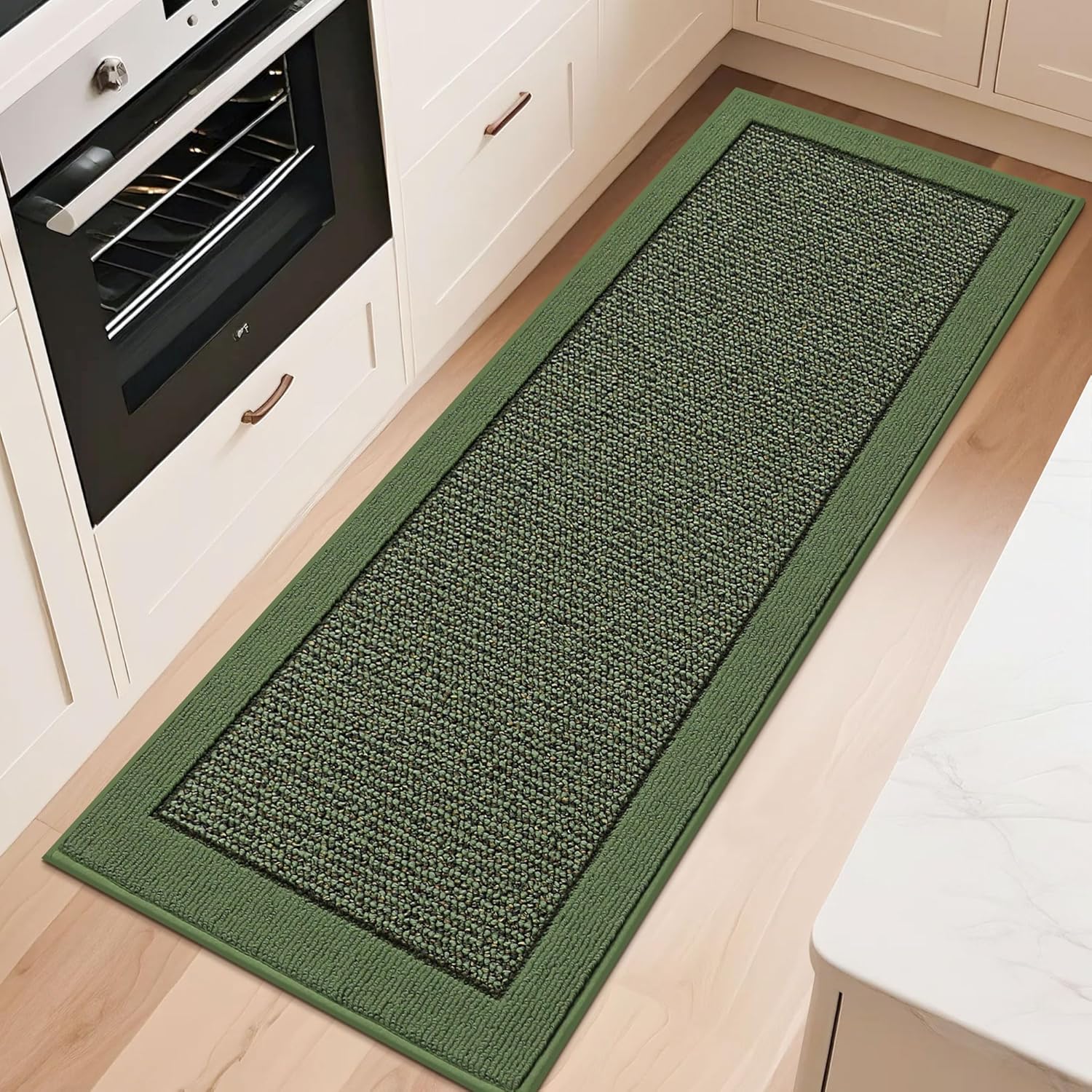 BEQHAUSE Kitchen Runner Rug 24"x60", Kitchen Rugs Non-Slip Kitchen Mats for Floor, Absorbent and Stain Resistant Kitchen Mats, Machine Washable Rugs for Kitchen, Hallway, Laundry & Sink, Green