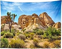 Vista 1 de BELECO Tapiz del desierto de Joshua Tree Paisaje, Parque Nacional, árboles extraños, tapiz de montañas rocosas, cielo azul, paisajes naturales
