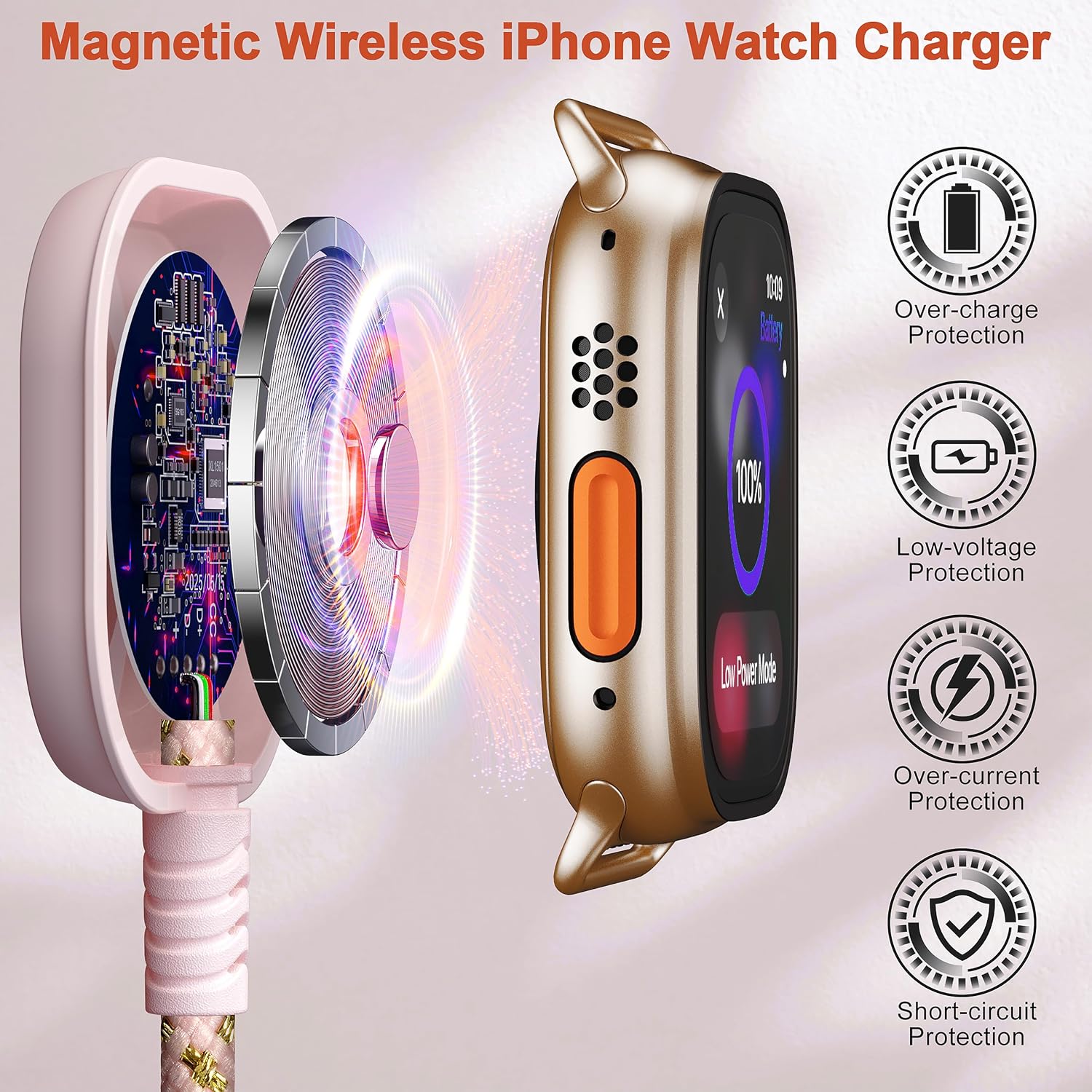 3 in 2 Multi Charging Cable,for Apple Watch Charger iPhone Watch Charger,6FT USB A/Type C/Lightning Cable for iWatch Ultra/SE/10-2,iPhone 16-5s,iPad,Android Phones