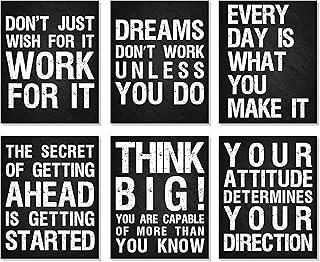L Inspirational Wall Art Decor Posters For ffice, Gym, Living Room, Bedroom, r Home | Motivational Positive Quotes Sayings | Six 8 x 10 (Not Framed) Prints Perfect Decorations For Any