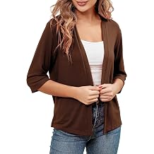 Women 3/4 Sleeves Bolero Shrugs Open Front Lightweight Cardigan